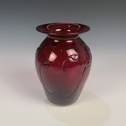 Ruby Red Hand Blown Glass Vase