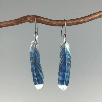 Blue Jay Feather Earrings