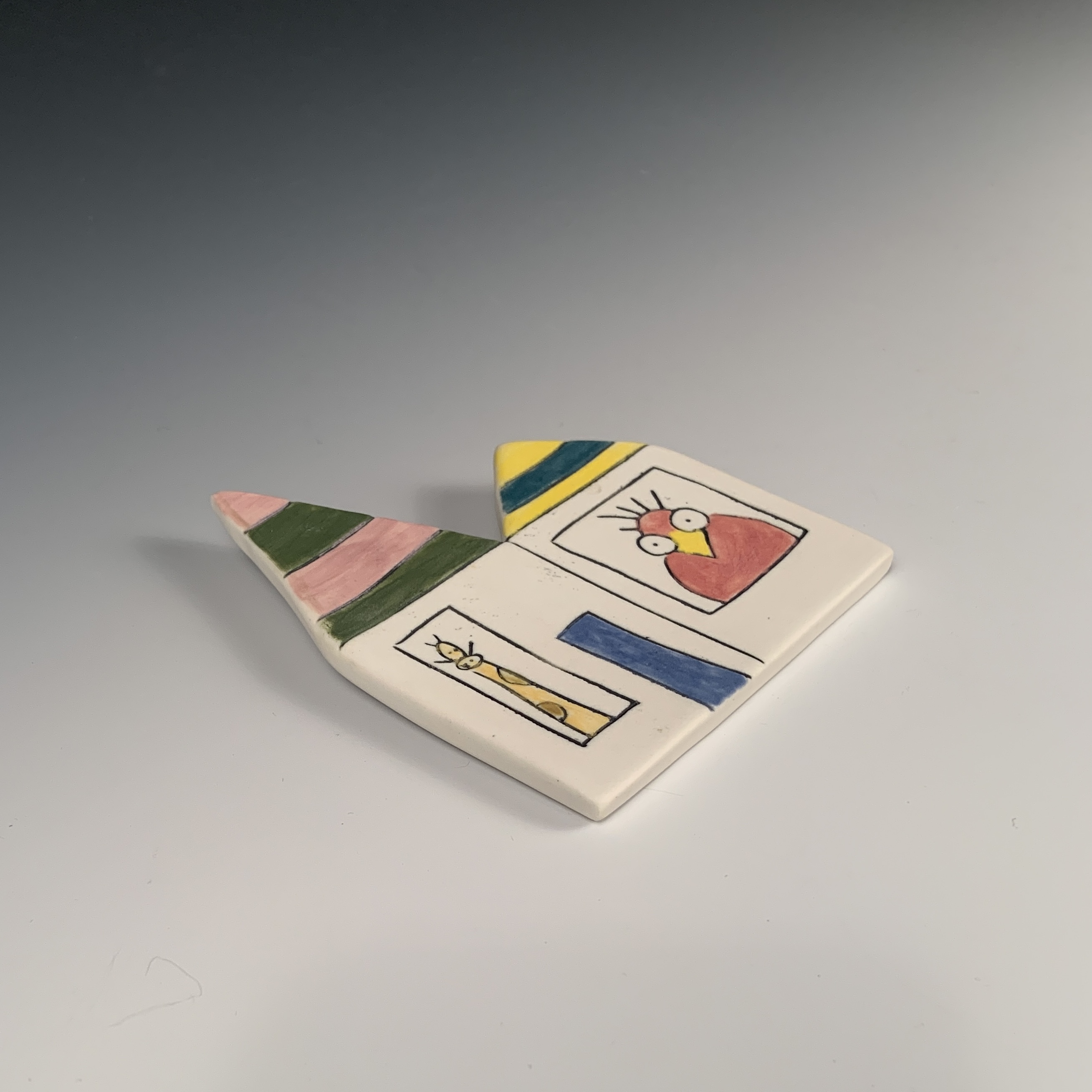 Alternative view of Little Houses with Giraffe & Bird - Wall Art