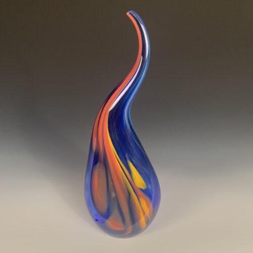 Cobalt Blue and Orange Sculpted Vase