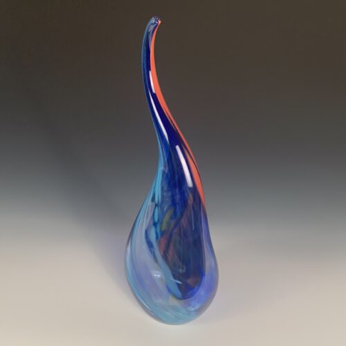 Cobalt Blue and Orange Sculpted Vase - Image 4