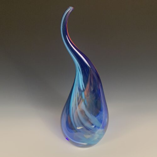 Alternative view of Cobalt Blue and Orange Sculpted Vase
