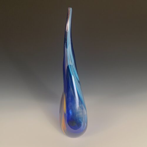 Cobalt Blue and Orange Sculpted Vase - Image 5