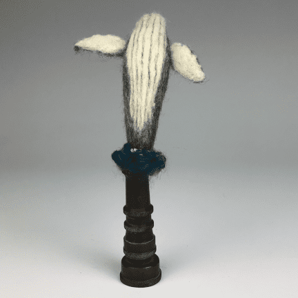 Alternative view of Felted Humpback Whale on Nozzle