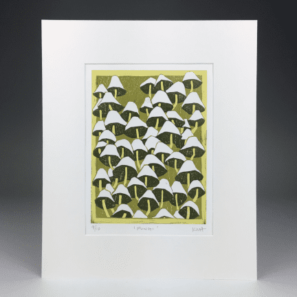 "Fungi" Matted Woodblock Print