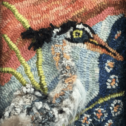 Alternative view of Framed Great Blue Heron Rug Hooking