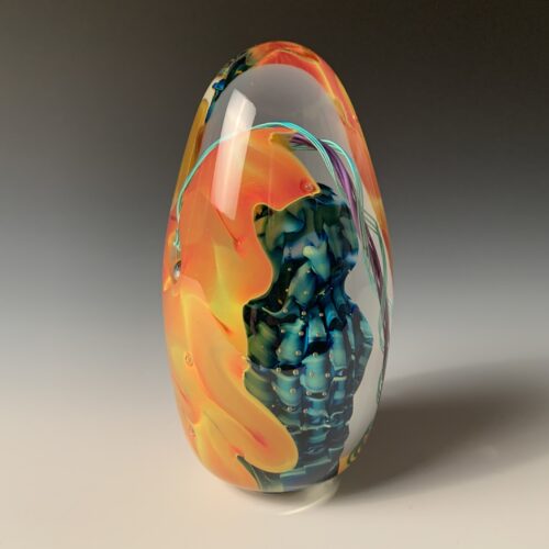 Orange and Blue Egg Paperweight