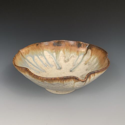 Small Blond and Silver Fluted Bowl