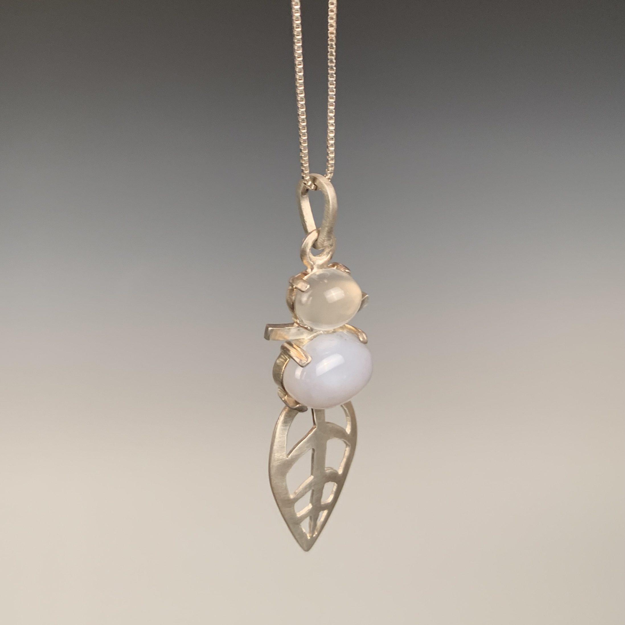 Leaf Pendant with Moonstone and Chalcedony - Image 2