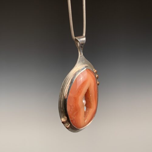 Alternative view of Agate Geode Pendant with Pearl and Opal