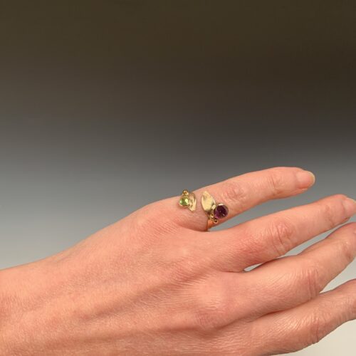 Alternative view of 14K Gold Ring with Amethyst and Peridot