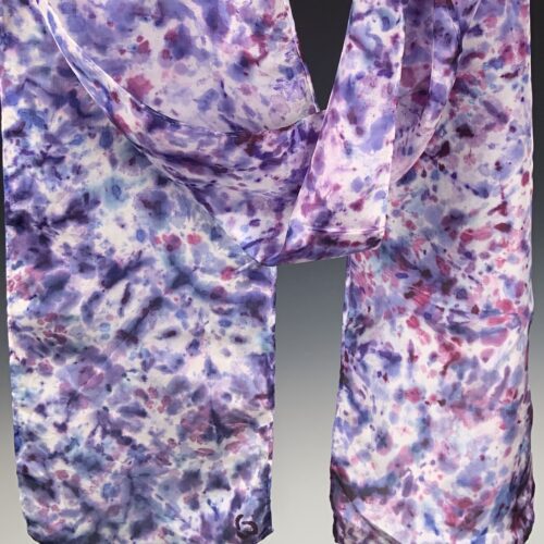 Ice-Dyed Silk Scarf - Plum Tones