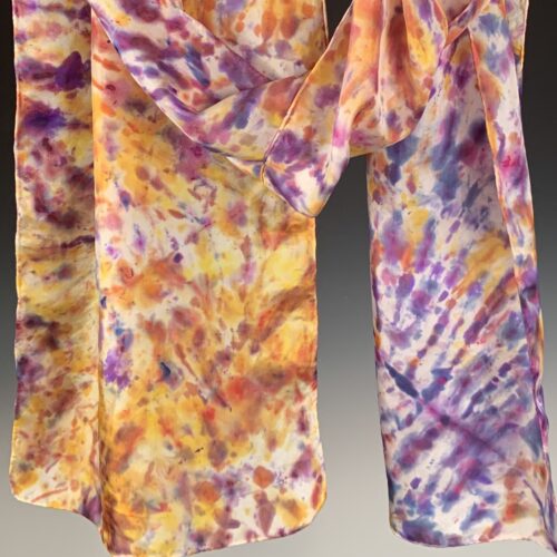 Ice-Dyed Silk Scarf/Shawl - Sunburst and Plum