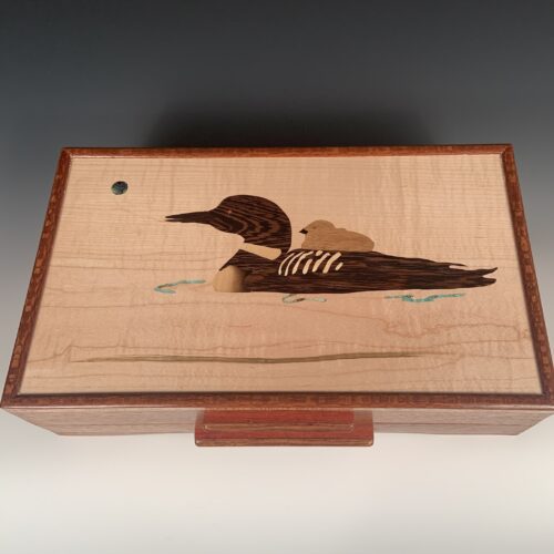 Mahogany & Maple Jewelry Box with Loon