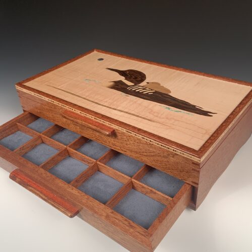 Alternative view of Mahogany & Maple Jewelry Box with Loon