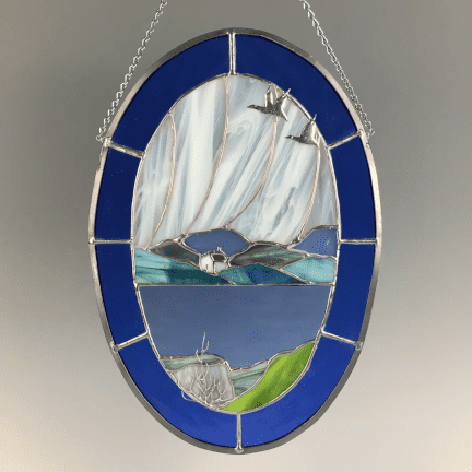 Red House Scene Stained Glass