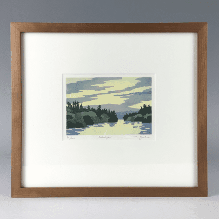 “Lakelight" Framed Woodblock Print