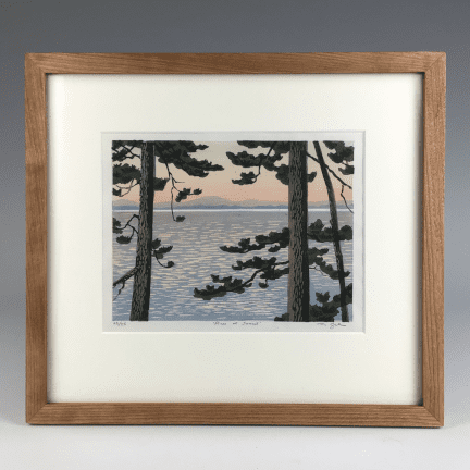 “Pines at Sunset" Framed Woodblock Print