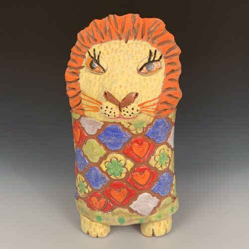 Terracotta Lion Utensil Jar