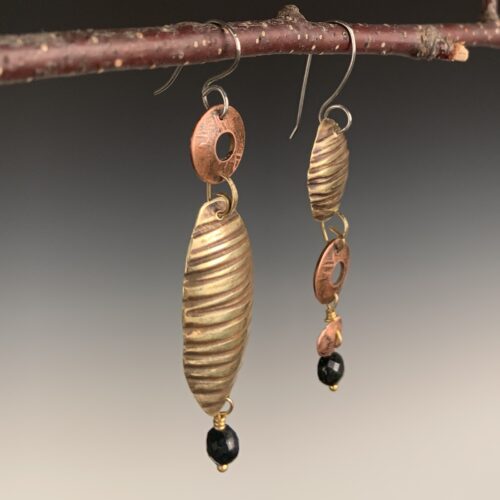 Alternative view of Sculptural Copper & Brass Earrings