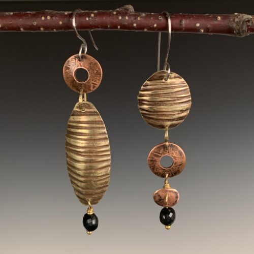 Sculptural Copper & Brass Earrings
