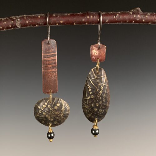 Sculptural Copper & Brass Earrings