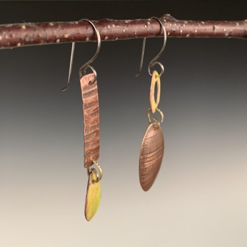 Alternative view of Sculptural Copper & Enamel Earrings