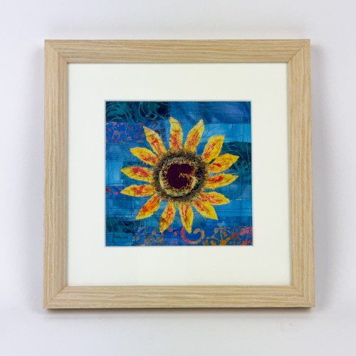 Framed Fabric Collage - Sunflower