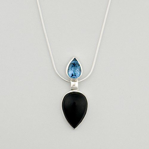 Onyx and London Topaz Pendant