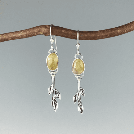 "Tiny Branch" Rutilated Quartz Earrings