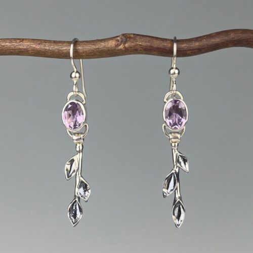 "Tiny Branch" Amethyst Earrings