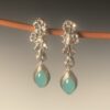 Aqua Chalcedony & Flower Earrings