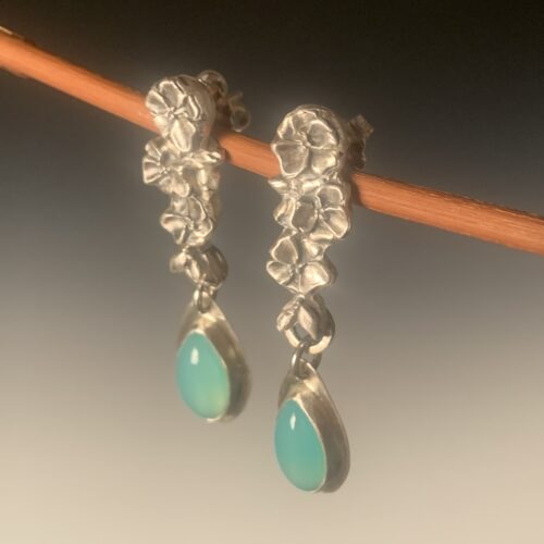 Alternative view of Aqua Chalcedony & Flower Earrings