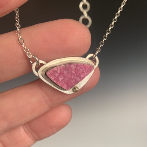 Alternative view of Cobalto Calcite Druzy Pendant