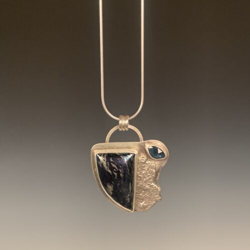 Covellite and Sapphire Pendant