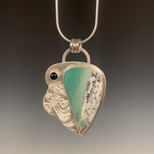 Alternative view of Opalized Wood and Onyx Pendant