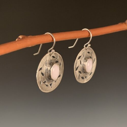 Alternative view of Branch Earrings with Pink Opal Cabochons