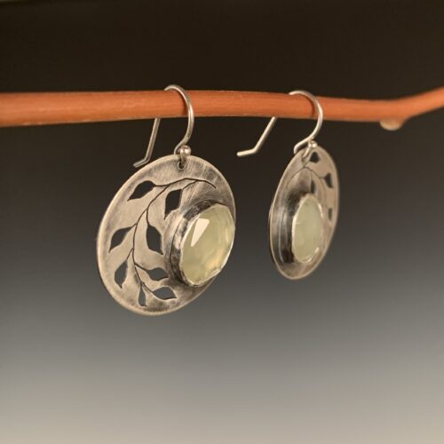 Alternative view of Branch Earrings with Prehnite