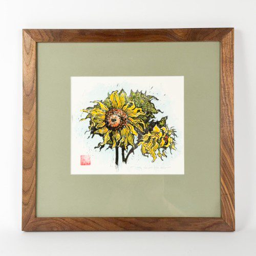 "Sunflowers" Woodcut Print