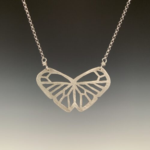 Brushed Silver Butterfly Necklace