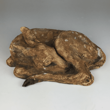 Sleeping Fawn Clay Sculpture