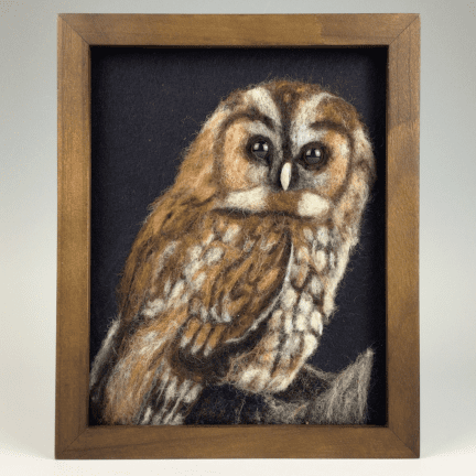 Framed "Tawny Owl" Felted Wall Art