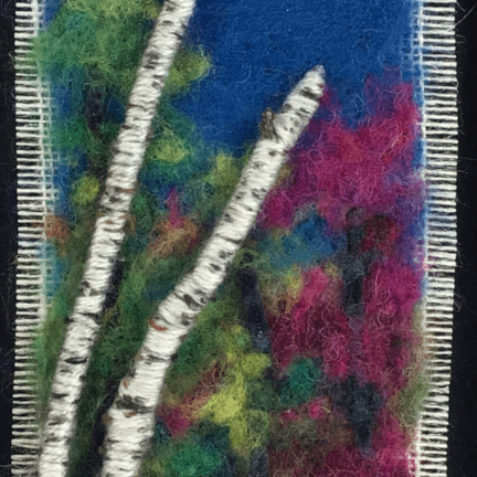 Alternative view of Framed "Birch Pink Spring" Felted Wall Art
