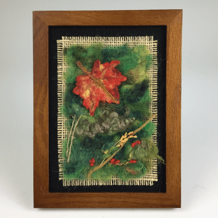 Framed "Red Maple Leaf" Felted Wall Art