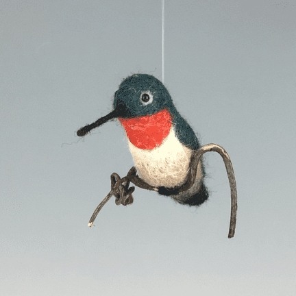 Felted Perched Hummingbird
