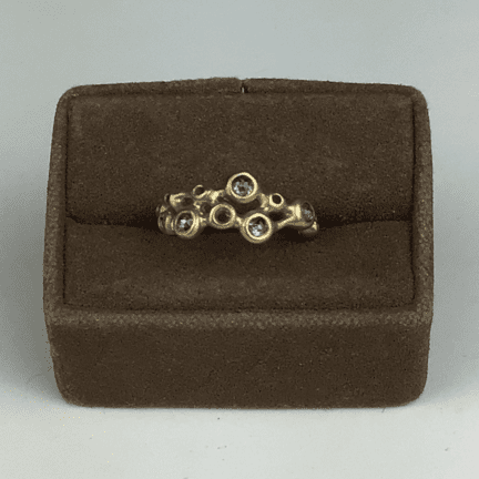 Alternative view of 14K Gold Diamond Bubble Ring