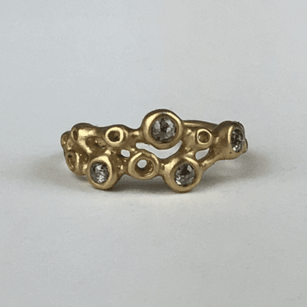 14K Gold Diamond Bubble Ring
