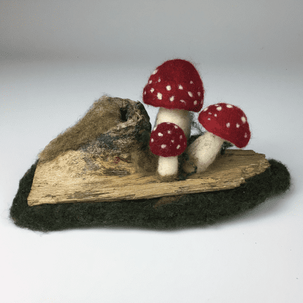 Felted Fungi on Log