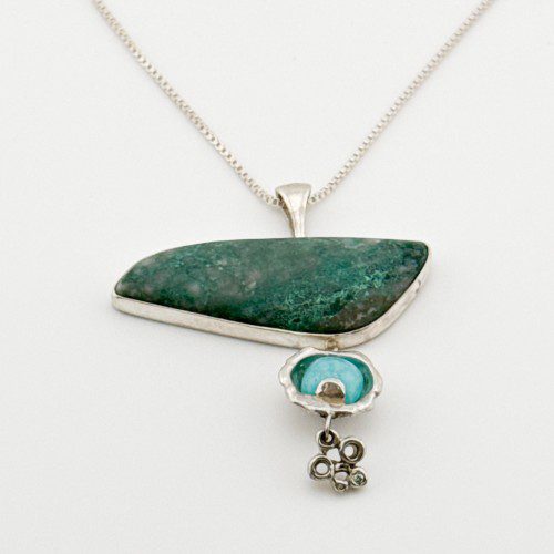 Amazonite, Chrysocolla, and Diamond Necklace