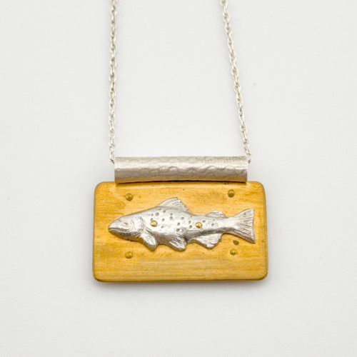 Sterling Silver and Reclaimed Ebony Trout Necklace